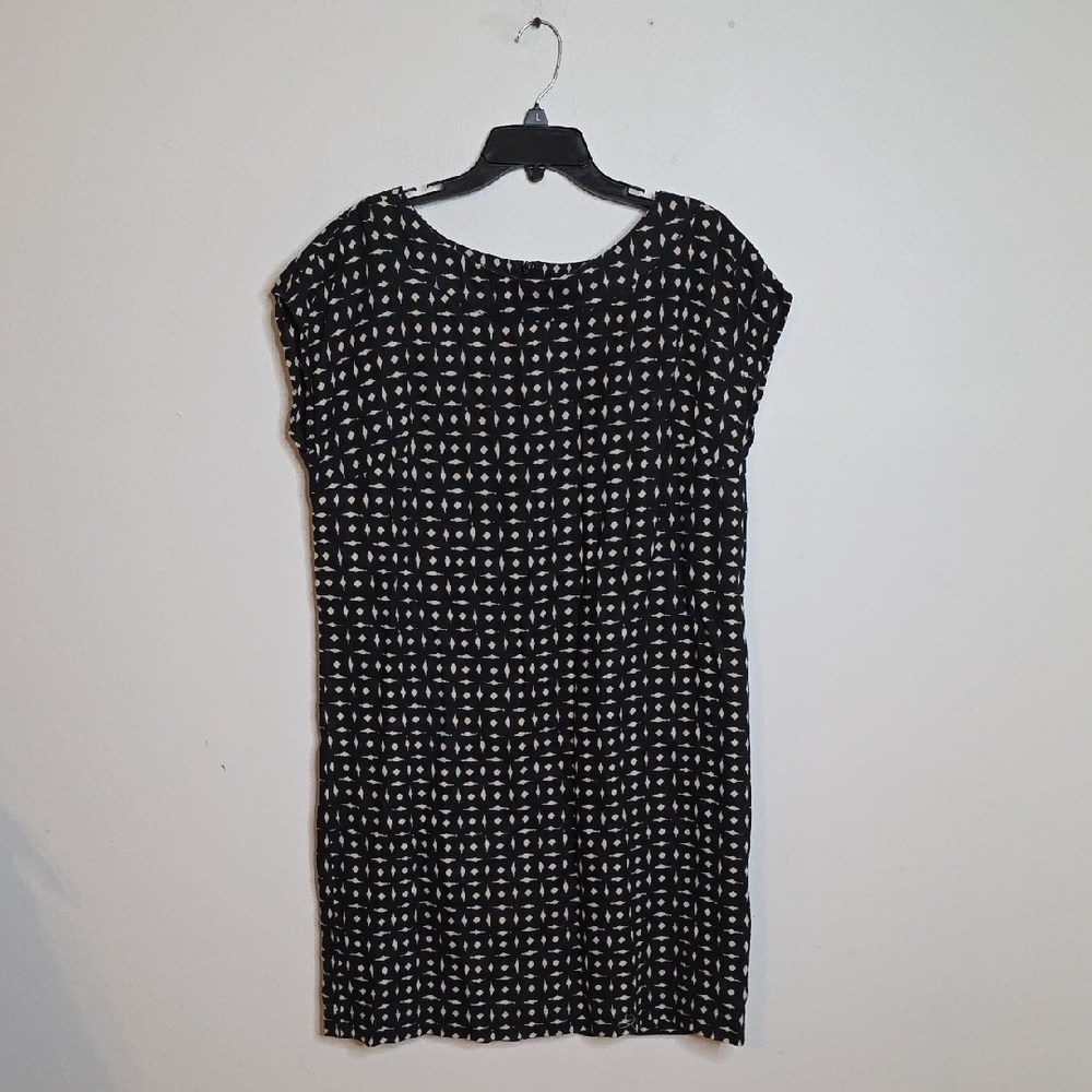Medium J. Jill Black and Tan Linen Patterned Dress